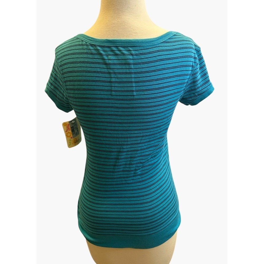 NWT Y2K Energie Striped Henley Top SS Kangaroo Pocket Junior Large Bella Swan - Picture 6 of 16
